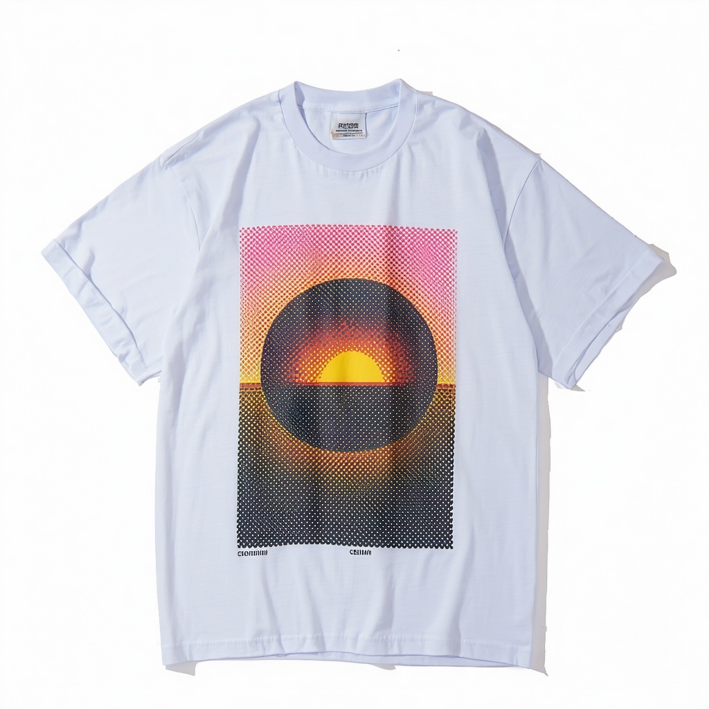 A white tshirt thats been screen printed with a vibrant design on the front-1